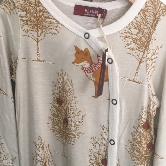 NWT Milkbarn Kids Christmas PJ's Footed Fox - Picture 5 of 6